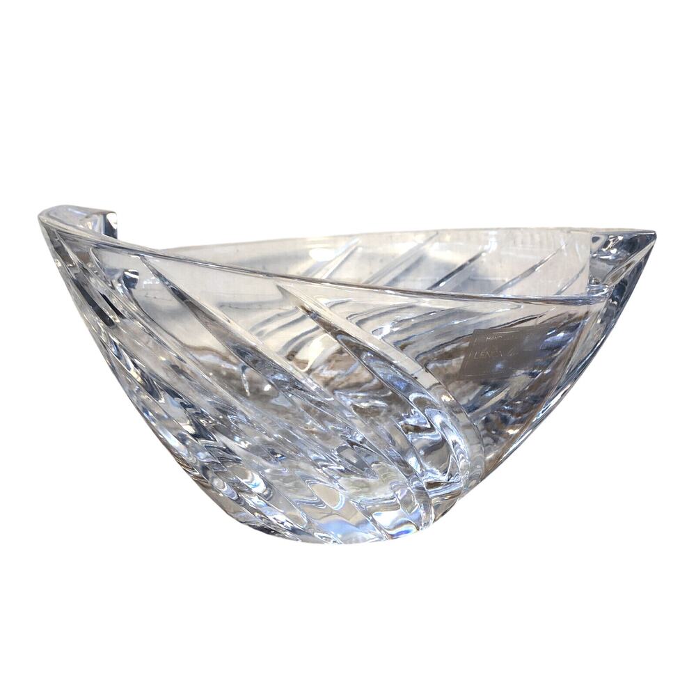 Vintage Lenox Ovations Breezes Collection Hand Cut Lead Crystal Swirl 10" Bowl